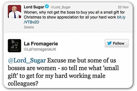 picture of tweet from Lord Sugar